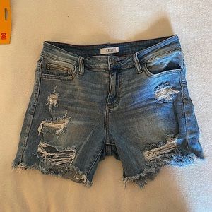 Cello medium wash distressed shorts medium
